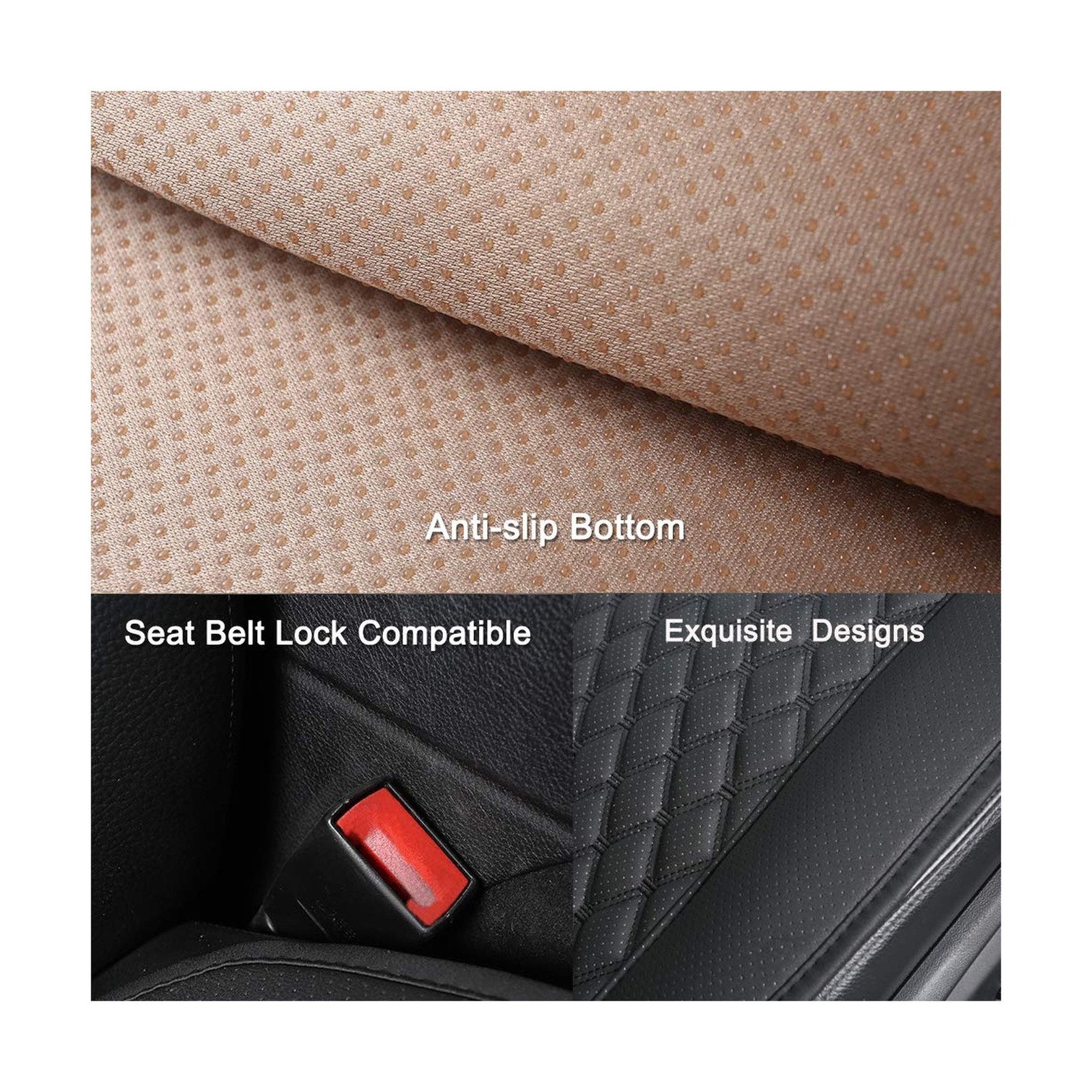 Black Panther 1 Pair Luxury Car Seat Covers Protectors, Universal Anti-Slip D... thumbnail 4