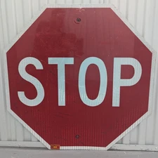 Vintage STOP Sign 30" Highly Reflective Authentic Retired DOT Traffic Road Sign