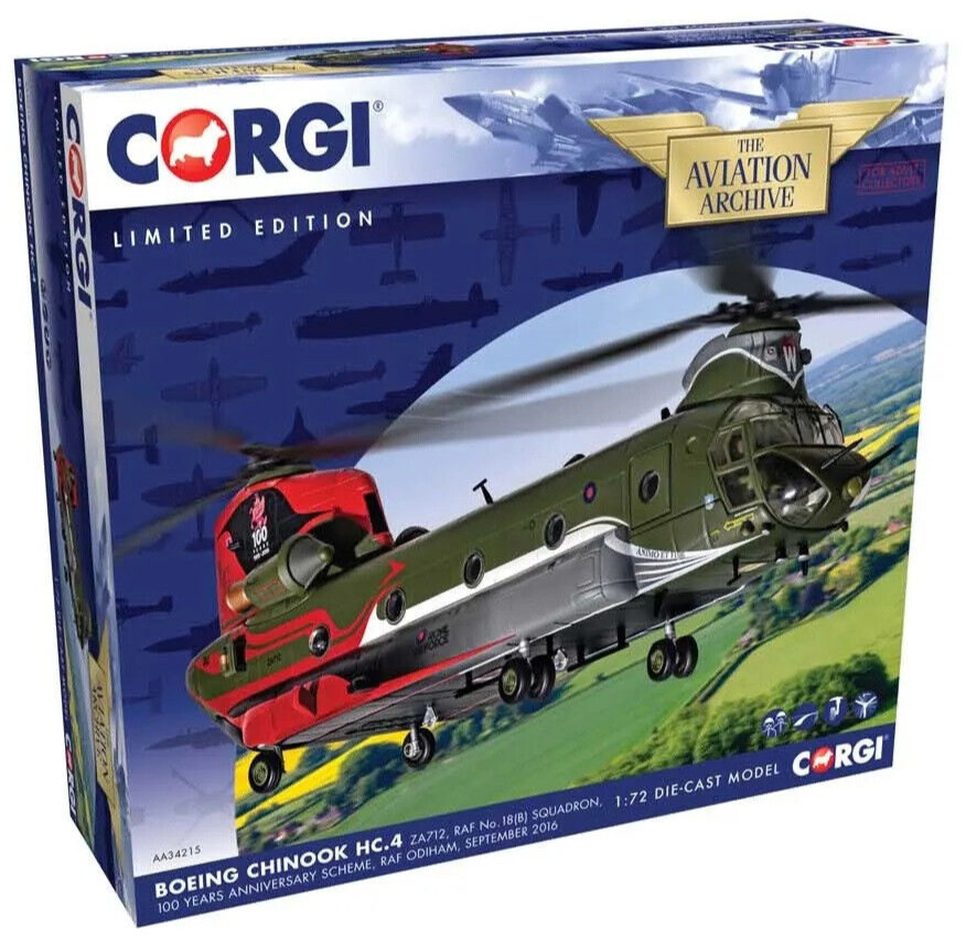 Вертолет Corgi Boeing Chinook HC4 - 100 лет схема 172 литой под давлением AA34215 14590₽