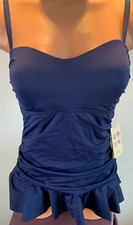 Tommy Bahama Pearl Solids Ruffled Tankini Top Size Small Shirred Halter NWTs