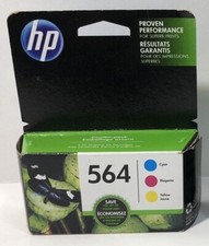 Set 3 GENUINE FACTORY SEALED HP 564 Clr INKJET CARTRIDGES 2025 - NO BLACK
