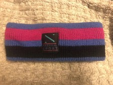 Vintage Natural Sport Ski Winter Ear Warmer Headband Purple Pink Black Stripe