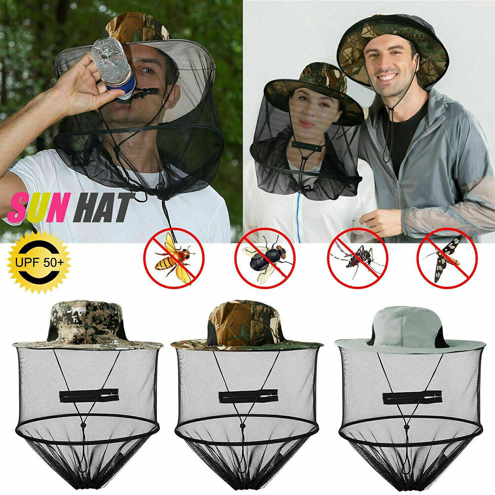 Mosquito Head Net Hat Hidden Mesh Fly Bug Bee Insect Sun  display picture 2