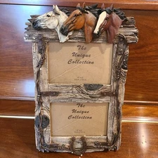 The Unique Collection 3D Horse Double Picture Frame for 4x6 Photos