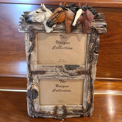 The Unique Collection 3D Horse Double Picture Frame for 4x6 Photos