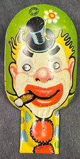 Vintage Clown w/ Cigar Clicker Noise Maker T. Conn Inc. Tin Toy Litho USA Fidget