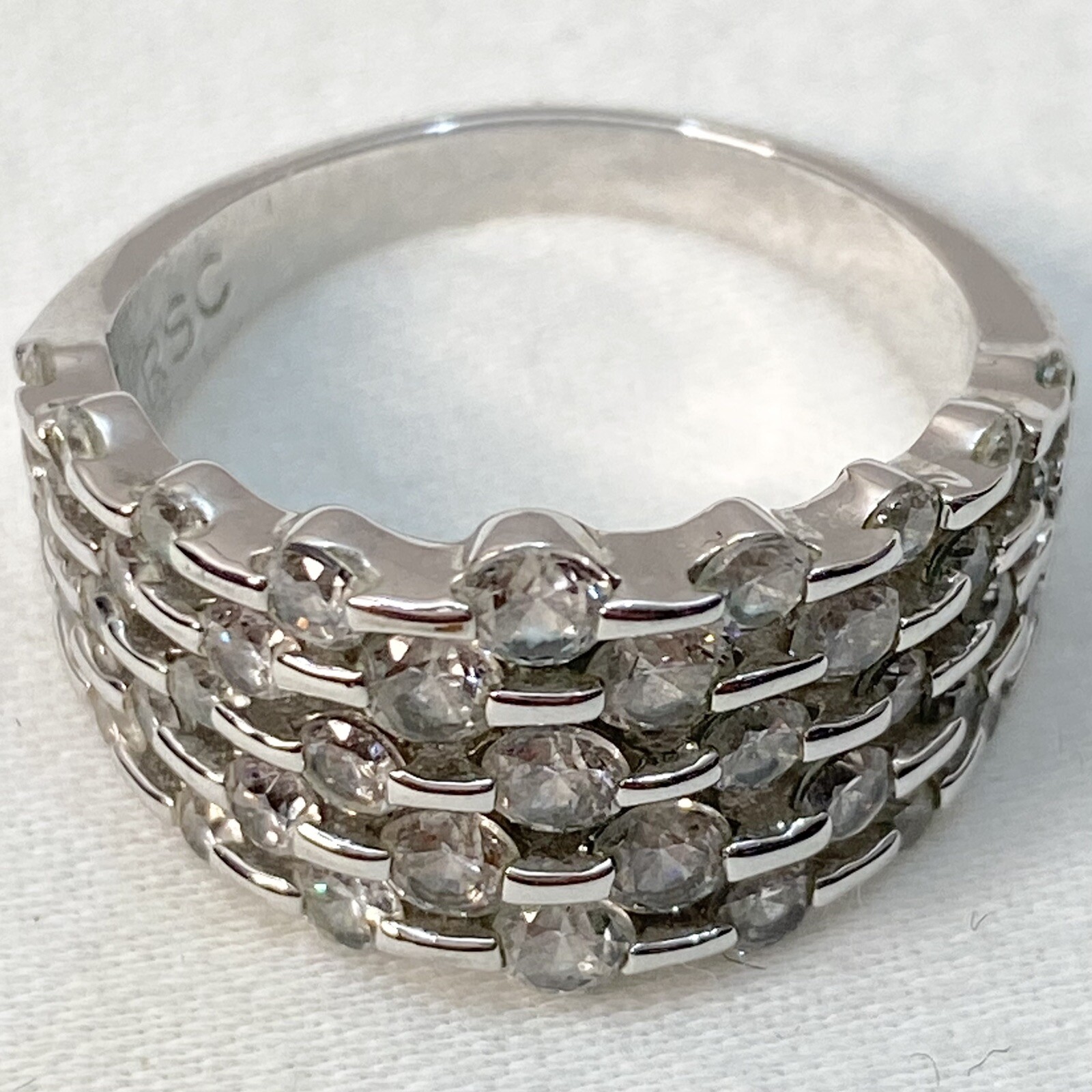 Wide Band Ring Multiple Tiny Rhinestone Honeycomb… - image 1