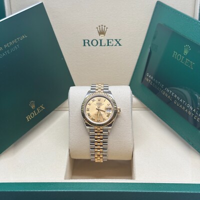 Rolex Lady-Datejust 28 NEW 2025 Two Tone Gold Champagne Roman Dial Jubilee