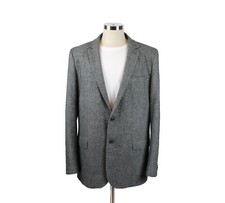 Lands End Blazer 46L Gray Wool Spandex Blend Tweed Sports Coat Professor Jacket