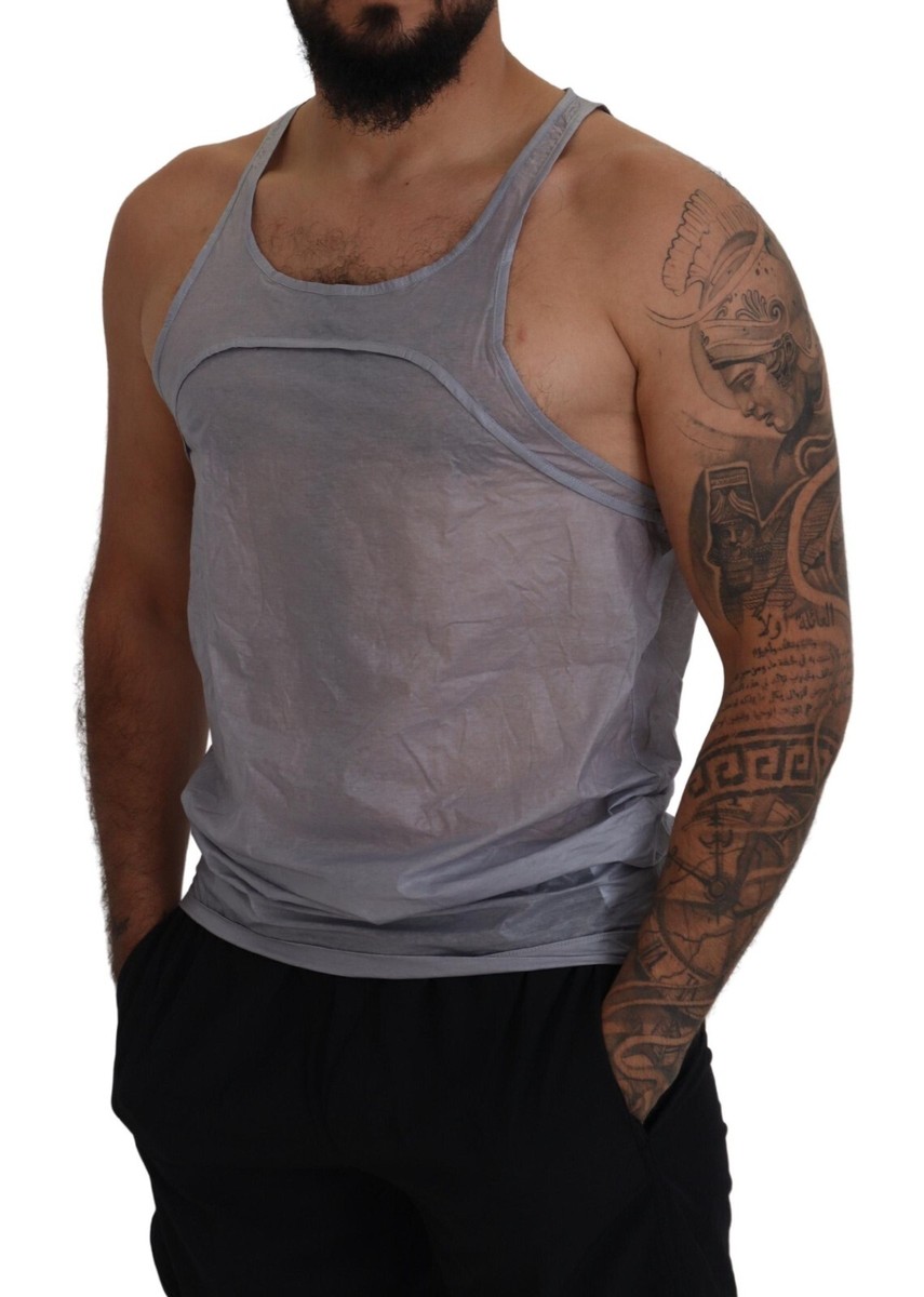 DSQUARED2 T-shirt Light Gray Cotton Sleeveless Tank Men Top