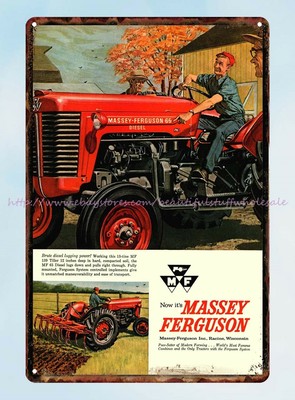 Massey-Ferguson Tractor Combine Logo Distressed Retro Vintage Metal Tin Sign