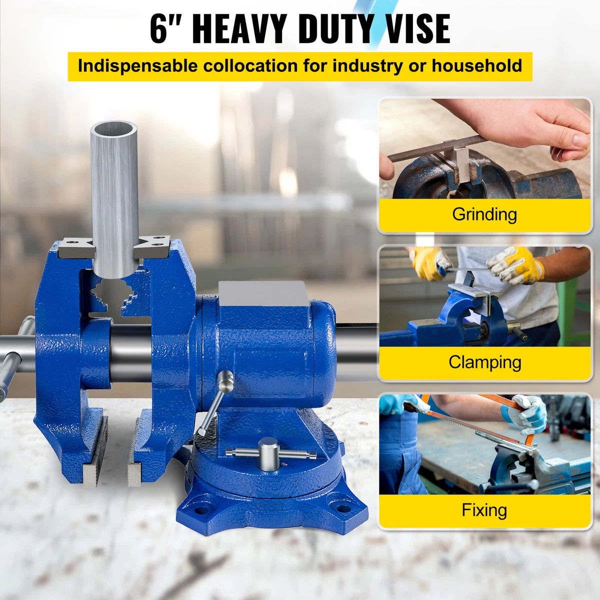 Multipurpose Vise Bench Vise 6 Inch Heavy Duty with 360 Swivel