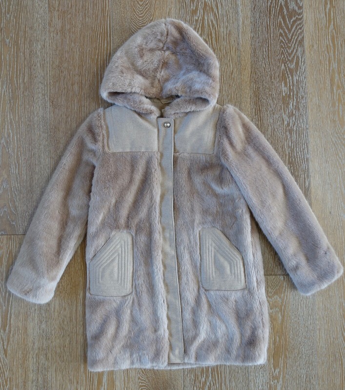 Chloe Girls Beige Faux Fur Coat Size 12 EUC