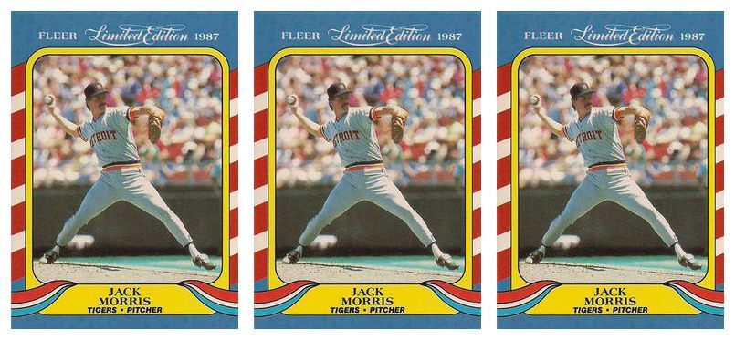(3) 1987 Fleer Limited Edition Baseball #28 Jack Morris Lot Detroit Tigers