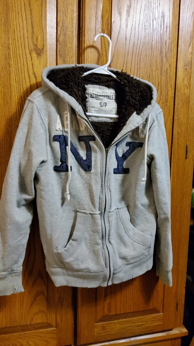 Aeropostale Hoodie Zip Front Missing Pull, Faux Fur Lined , Small Some Wear