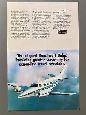 The elegant Beechcraft Duke Aircraft Flugzeug 1978 Vintage Ad Werbung Reklame #2
