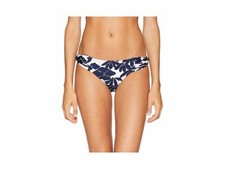  129 Trina Turk Women's Blue White Printed Twist Pull On Bikini Bottoms Size 10