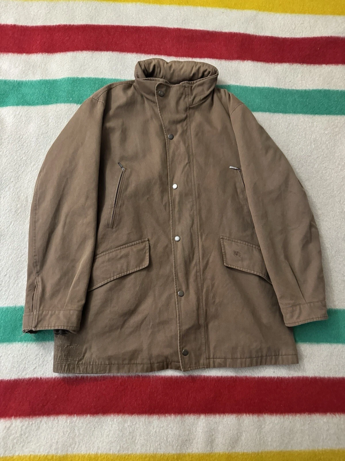 Giacca cappotto Burberry London cappuccio impacchettabile Nova check fodera lavoro XL 2X 26 5x32 5