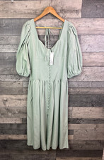 Nobody's Child Midi Dress Size UK 10 Green Harriett Boho Button Up Spring Event