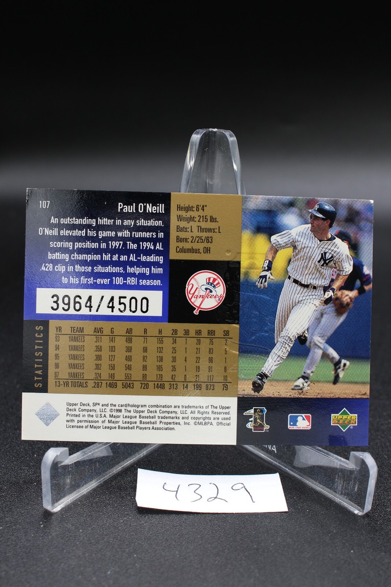 1998 Upper Deck Gold SPx Baseball Card #107 Paul O'Neill 2320/4500