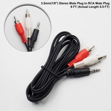 2 PACK  6ft 3.5mm 1/8" Stereo Male Plug to RCA Male AUX Audio Patch Cable