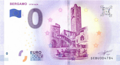 0 Euro Schein Italien 2019 · Bergamo · Citta Alta · Souvenir o Null   Banknote