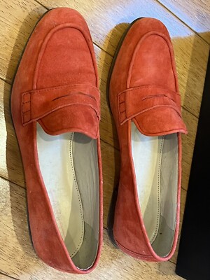 JCREW Charlie Penny Loafers in Suede Flats Size 6.5 Flame  display picture 1