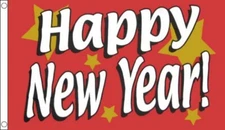 Happy New Year Flag Banner New 3x5 Feet SPUN Polyester 100D FABRIC