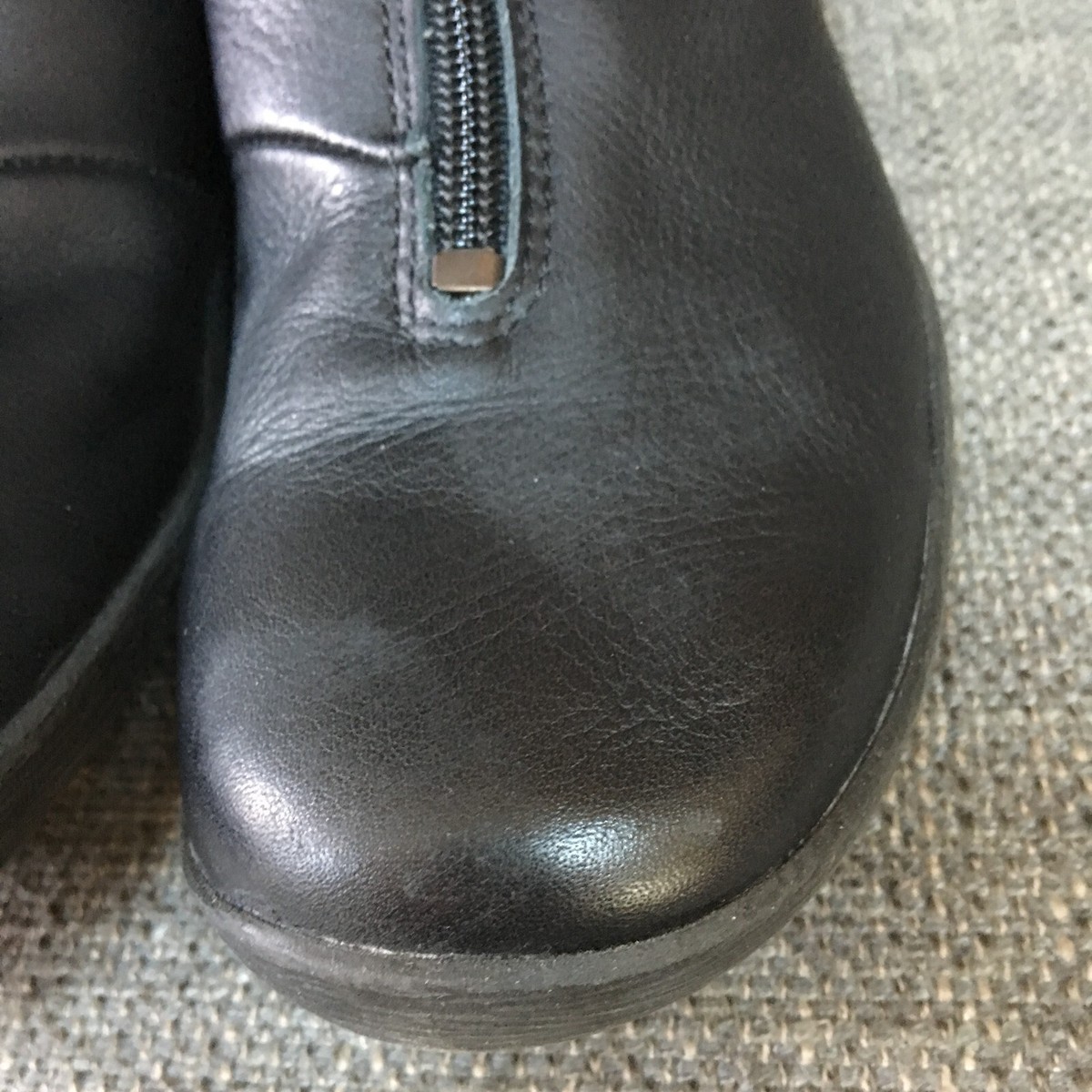 Camper 36 6 Black Leather Boots Tall Moto Front Zip Spain