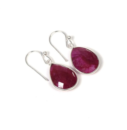 925 Solid Sterling Silver Green Onyx,Garnet Multi Stone Hook Earring Ji760 - Picture 63 of 81