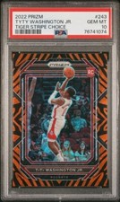 🏀TyTy Washington Jr. 2022 Prizm Tiger Stripe Choice #243 Rookie PSA Gem MT 10;