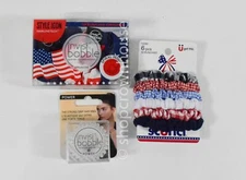 Assorted SCUNCI Scrunchies - BLACK-GRAY-WHITE-RED - Plain and Patterned = 18