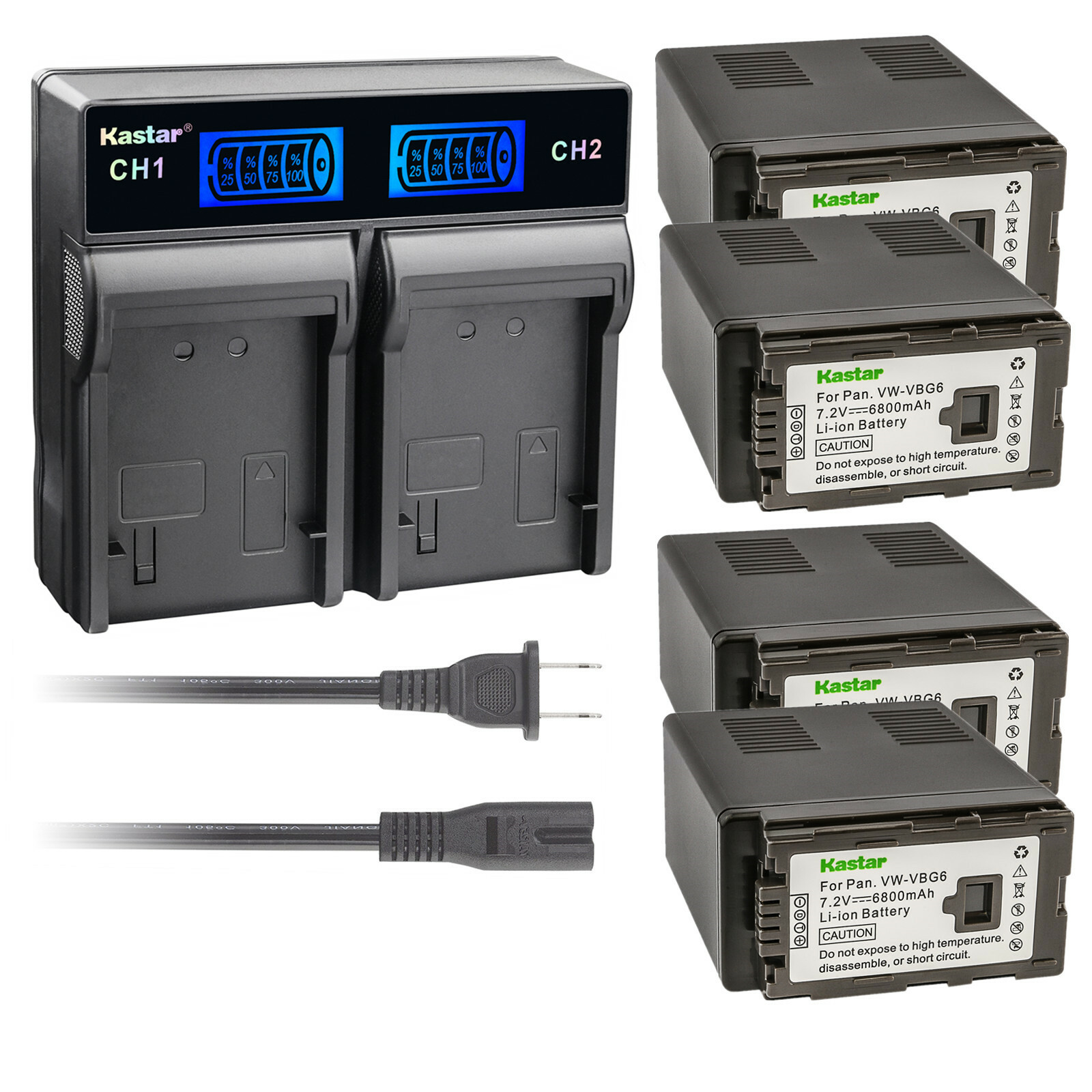 Kastar Battery LCD Rapid Charger for Panasonic VW-VBG6 & AG-