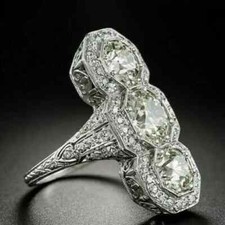 Art Deco Style Lab Created Diamond Filigree Engagement Ring In 14K White Gold FN