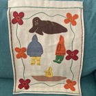 Inuit Art Textile Felted Wool Handcrafted Applique Wallhanging Signed Walrus umi