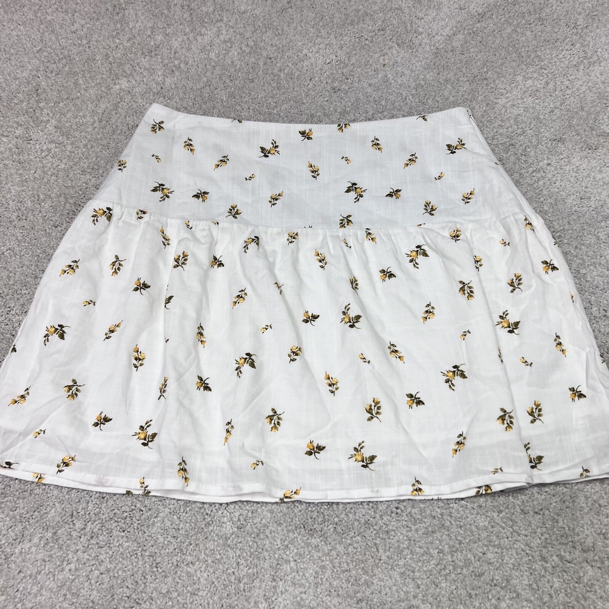 【美品】Crane Pattern Hand Printed Skirt Paper Crane Skirt Women's White Yellow Floral Size Small | eBay