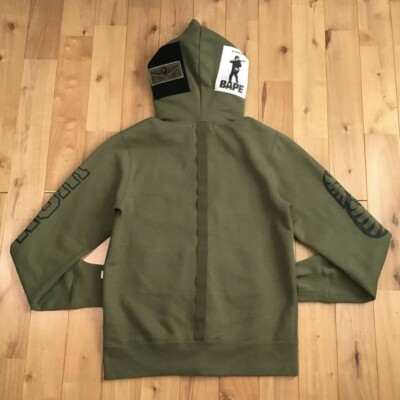 BAPE Hunting Logo Shark full zip hoodie Khaki A Bathing Ape