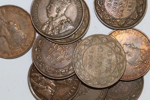 Canada Lot of 10 Large Cents Grades Circulated (Num7964)
