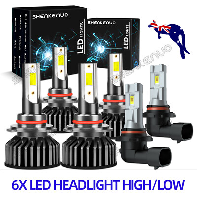 6X LED Headlight High/Low Beam 6000K White 12v For Toyota Prado J150 2010-2017