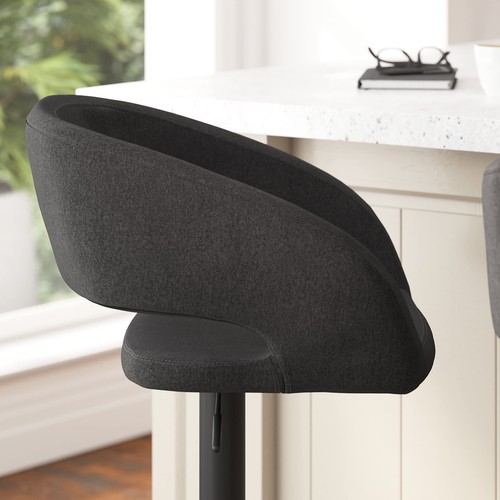 Taylor & Logan Jenna Adjustable 360 Swivel Bar Stool with Black Base in Charc... - Picture 8 of 9