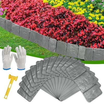 Garden Landscape Edging Borders No Dig, 12 Pcs Decorative Stone Flower Bed Ed...