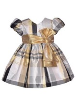 NEW Bonnie Jean Girls Size 12M "GOLD SILVER PLAID TAFFETA" Christmas Dress NWT