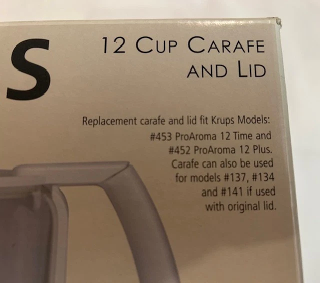 KRUPS Jarra y Tapa 12 Tazas *Nuevo En Caja * (Blanco) Foto 4 de 4