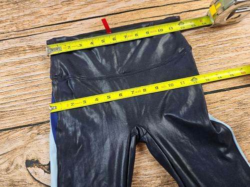 Spanx Damen S marineblau Kunstleder blau weiß Akzent Streifen Legging UVP 110 $! EUC - Bild 7 von 10