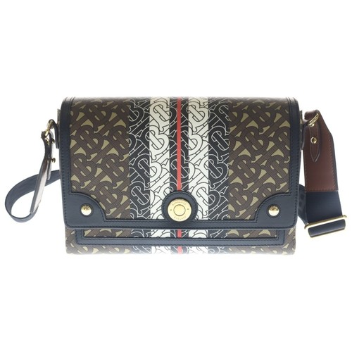 BURBERRY TB Logo Monogram Striped PVC Leather Shoulder Bag Gold Hardware Used 68