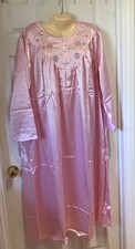 Only Necessities Pink Long Sleeved Nightgown Sz 2 X New No Tags Long Embroidery