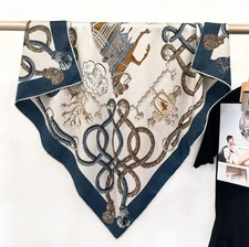 70% Cashmere 30% Silk Shawl hemp rope Print Neckerchief 35'' Scarf wrap Bandanna