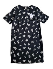 New Womens Next Black Floral Dress With Pockets UK Size 14
