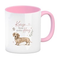 Kaffeebecher In Rosa Kurze Beine - Kaffeetasse Mit Dackelblick Mit Spruch: