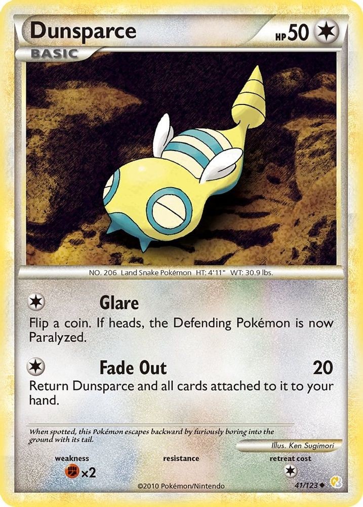 2010 Pokemon: HeartGold SoulSilver Dunsparce (#41/123, Uncommon, Lightly Played)